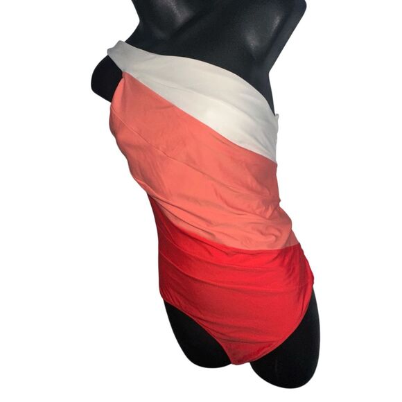 NWOT Summersalt One-Shoulder Swim One Piece - Red and White - Picture 6 of 10